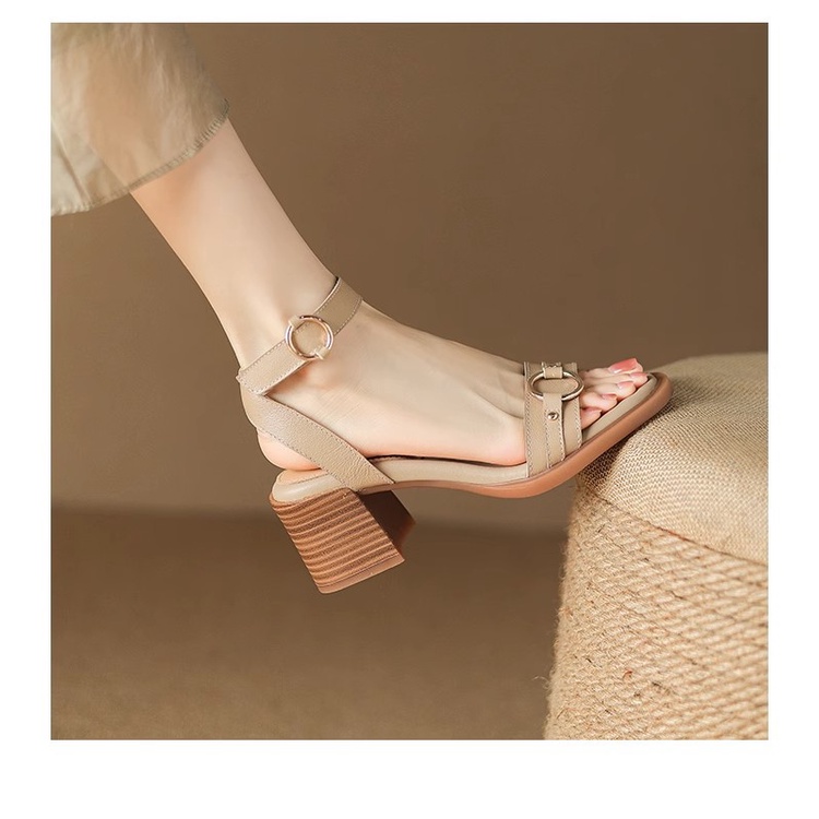 Tóc Thẳng Của Nhà Máy Duoya ~ [Hàng Có Sẵn] Cục Dự Trữ Manager!Slimmer Look ~ Sandal Cao Gót Hở Ngón Bằng Da Mềm Mại Thời Trang Mùa Hè Đơn Giản Dễ Phối Đồ Dành Cho Nữ