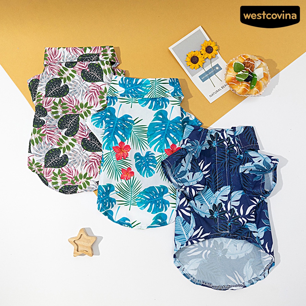 [COD]♞Băng Dính Cài Cổ Áo In Họa Tiết Lá Cây Phong Cách Hawaii Dành Cho Cún Cưng