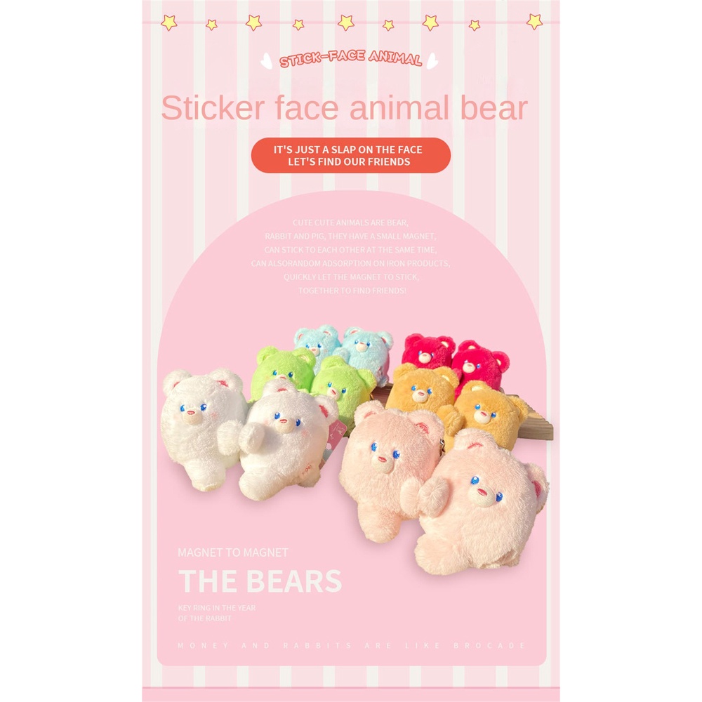 Nhãn dán móc khóa hình gấu nam châm Mặt dây chuyền sáng tạo Búp bê sang trọng Quà tặng mặt dây chuyền nhỏ