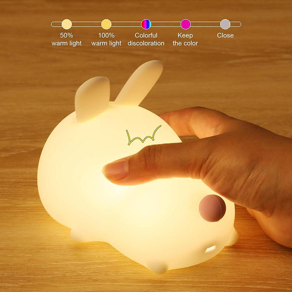 Đèn Ngủ Hình Chú Thỏ Dễ Thương Không Cảm Ứng Điều Khiển Từ Xa Tiện Dụng Cho Bé