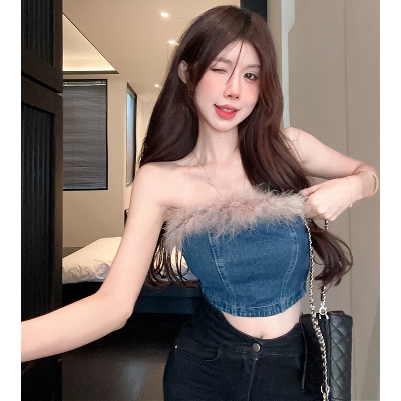 Áo Không Tay Chất Liệu Denim Thời Trang Mùa Hè Quyến Rũ