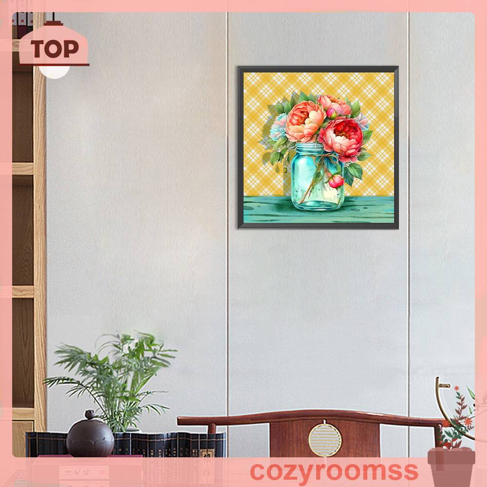 Tranh Đính Đá Kim Cương Toàn Bộ 5D DIY Hình Vẽ Chậu Hoa Trang Trí Nhà Cửa