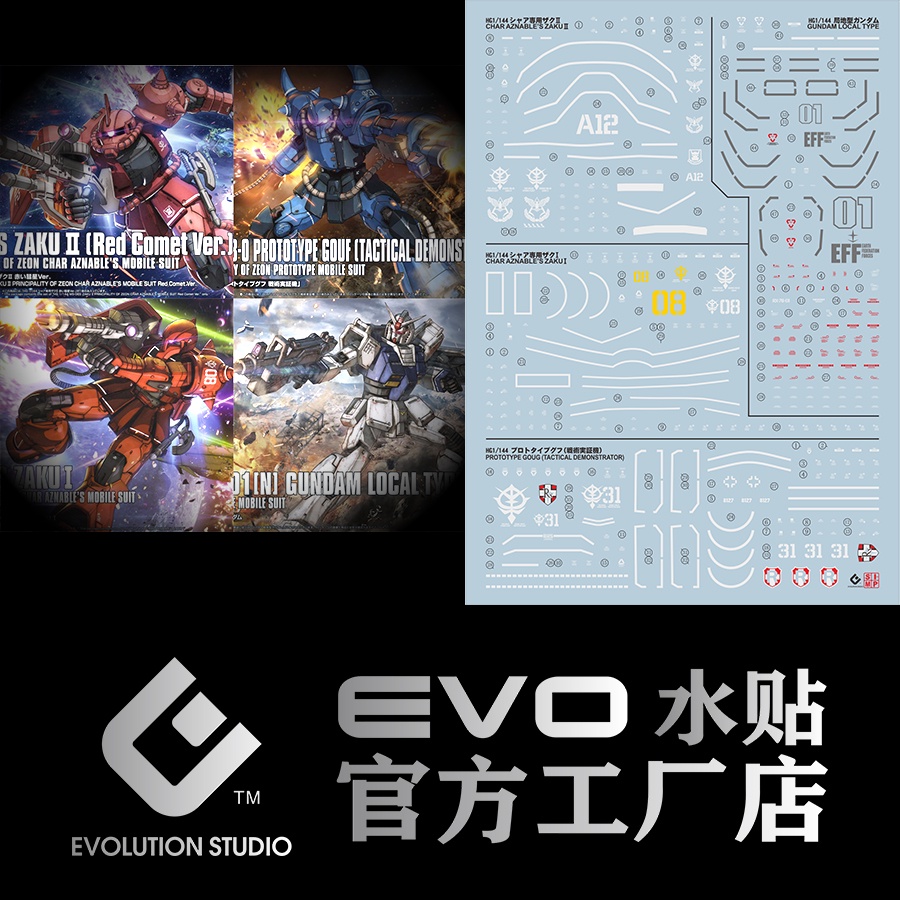 EVO HG GTO ZAKU DOM THE ORIGIN water slide decal