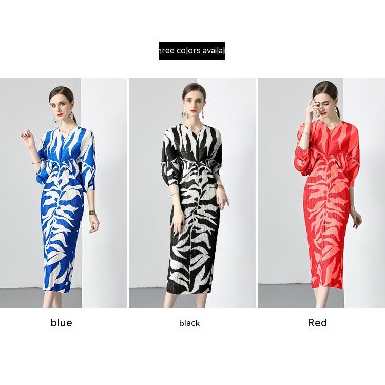 20236 xếp ly chất lượng ban đầu in váy