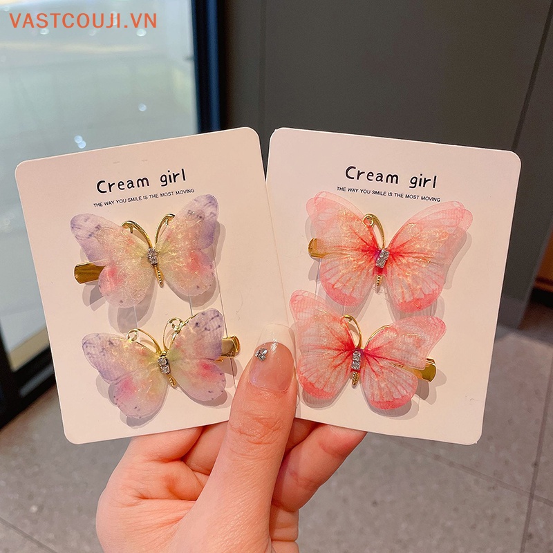 1 Cặp Kẹp Tóc Hình Bươm Bướm Dễ Thương Thời Trang Cho Bé Gái