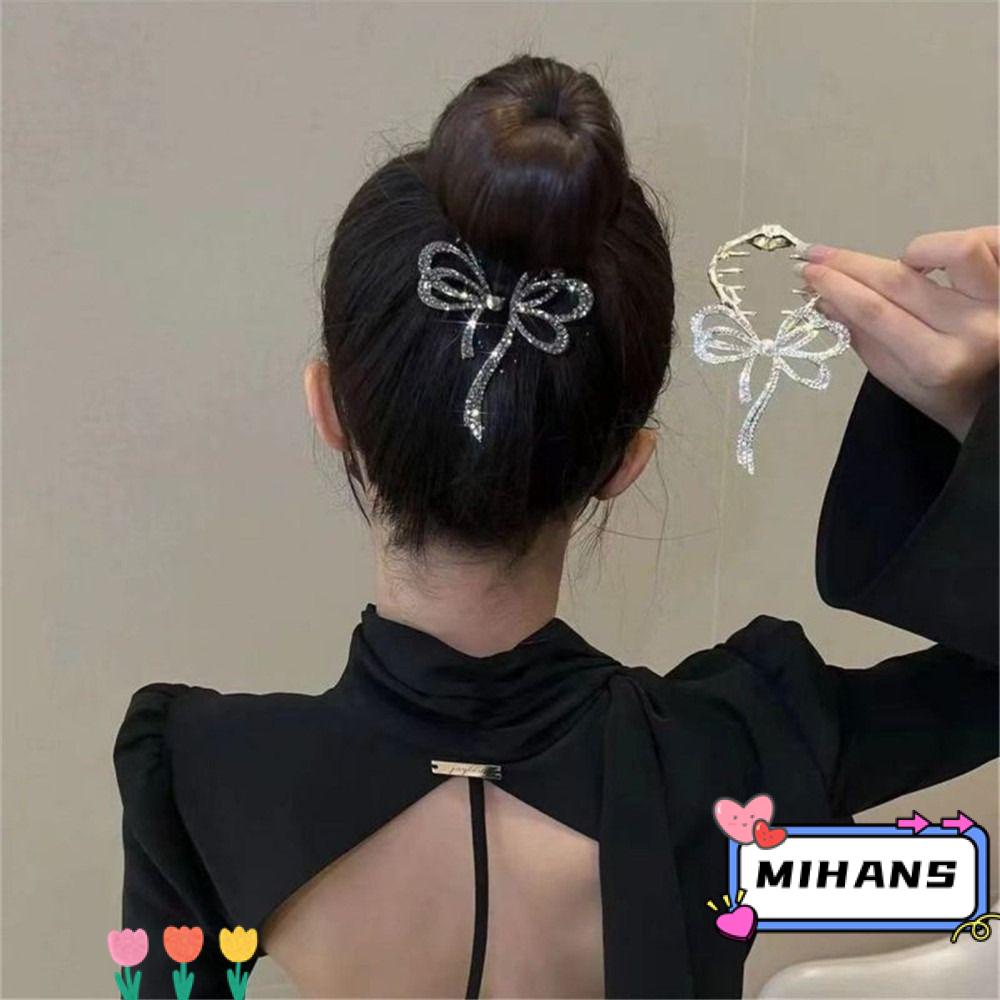 MIH Kẹp Tóc Nơ Đính Đá Thời Trang Mới Cho Nữ
