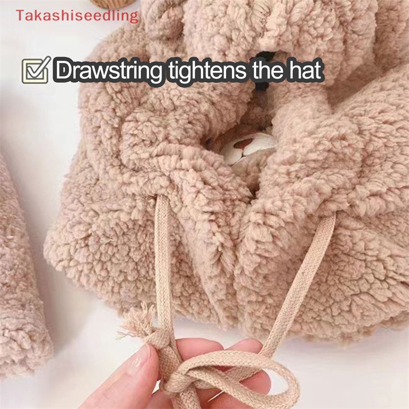 (Takashiseedling) Mũ beanie Trùm Tai Kèm Khẩu Trang Giữ Ấm Mùa Thu Đông Bảo Vệ Tai Hình Tai Gấu Hoạt Hình Cho Nữ