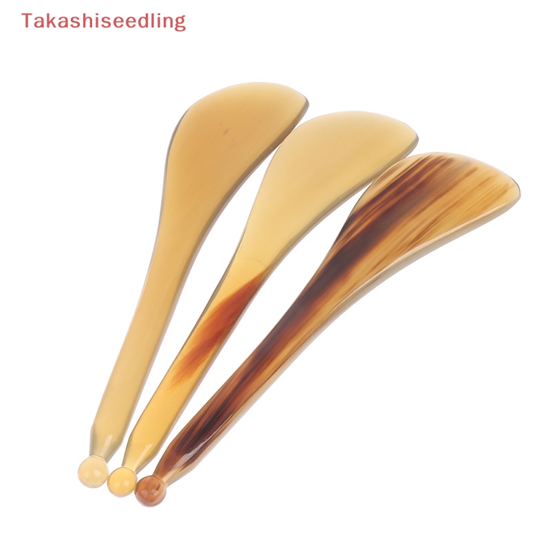 (Takashiseedling) Dụng Cụ Mát Xa Mặt Yak Ox Horn Gua Sha Màu Trắng Tự Nhiên