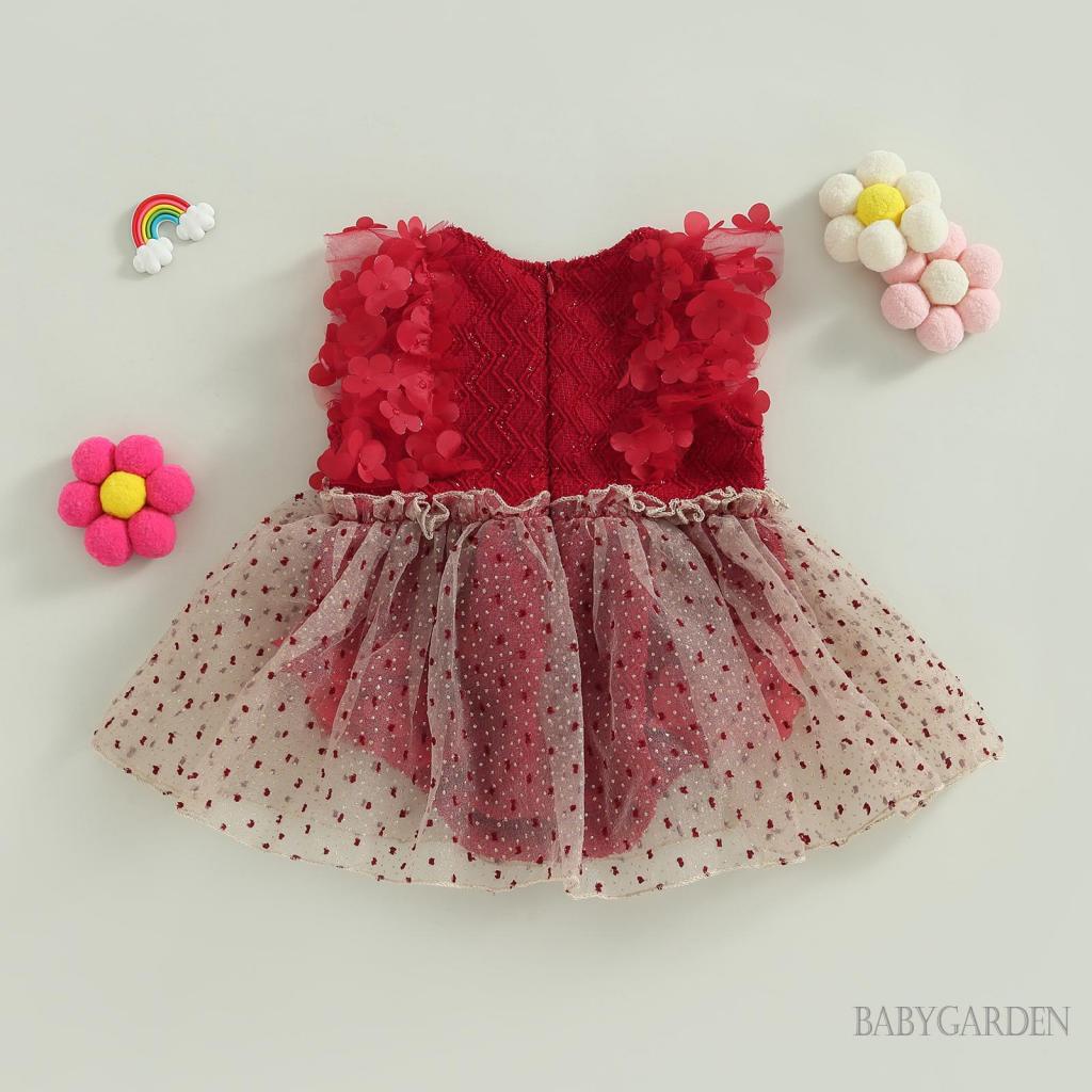 Bộ Áo Liền Quần Không Tay Phối Vải Lưới Họa Tiết Hoa Dành Cho Bé Gái 0-24 Tháng Tuổi