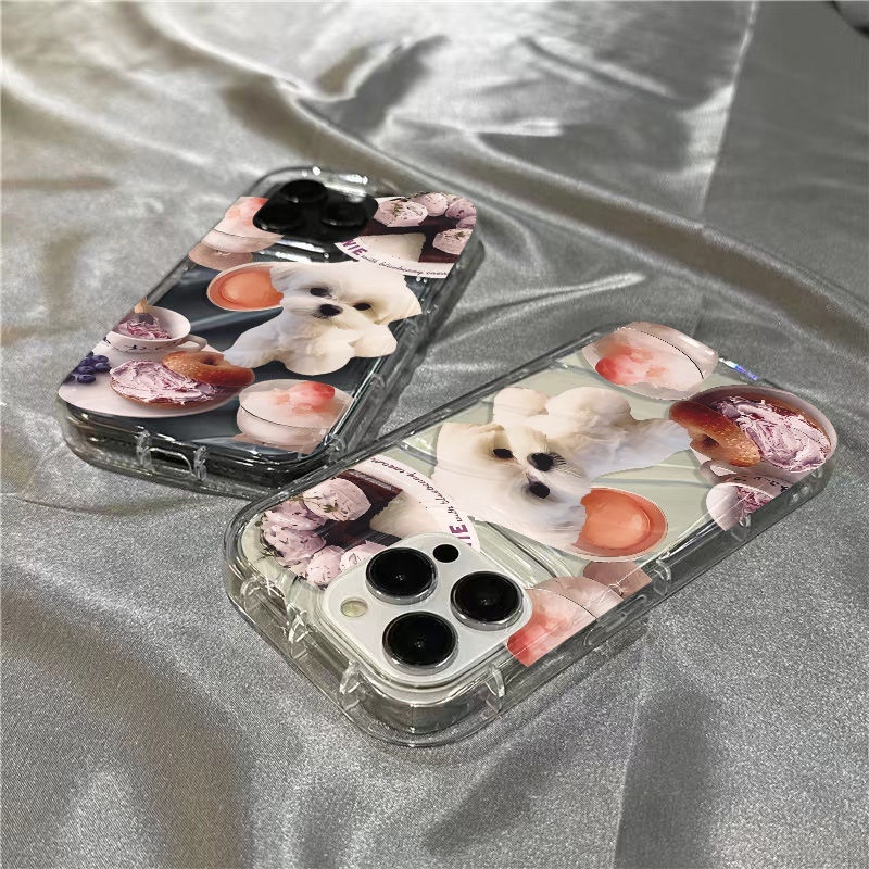 Ốp Điện Thoại Mềm Trong Suốt Họa Tiết Bánh Kem Và Chú Chó Dễ Thương Cho iPhone14promax 1312 / 11 7 / 8plus xr / sins XXGK