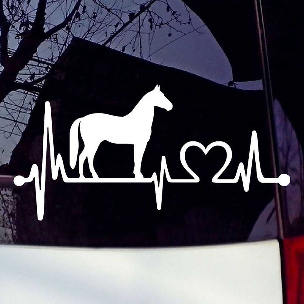 Đề Can Phản Quang Hình Ngựa Hoạt Hình Dễ Thương Dán Cửa Sổ Xe Hơi Xe Tải