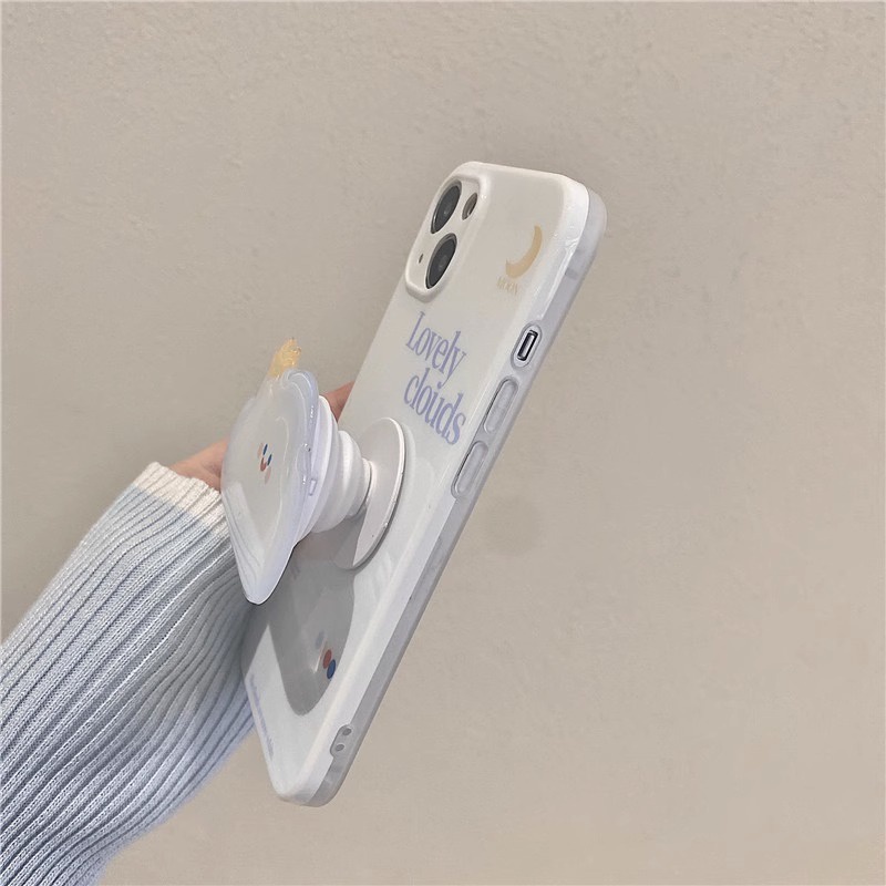 Cute Universal Phone Holder Stand Lovely Cartoon Cloud Pure White Phone Case Bracket Finger Mini Phone Ring Holder