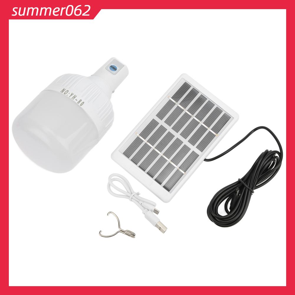 Summer062 Bóng đèn năng lượng mặt trời Đèn LED có thể sạc lại di động 2000mAh 6V cho hộ gia đình Lều cắm trại