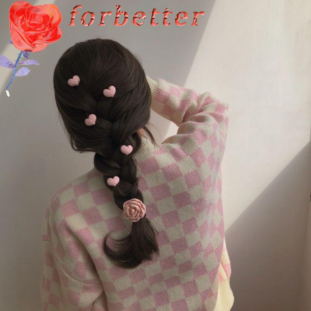 FORBETTER Kẹp Tóc Hình Trái Tim Đính Hoa Trà Ngọt Ngào Cho Nữ