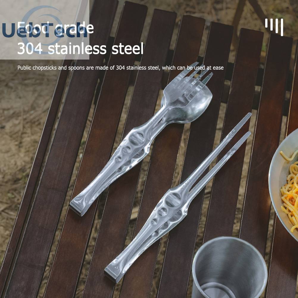Bộ Muỗng Đũa Nĩa Bằng Thép Không Gỉ Tiện Dụng Khi Đi Cắm Trại