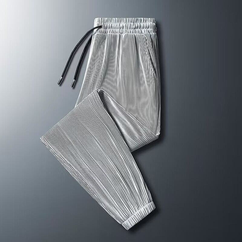 Quần Jogger Lưng Thun Co Giãn Bằng Lụa Lạnh Màu Xám Cỡ Lớn 50-150KG 10XL 9XL Phong Cách Hip Hop Thời Trang Cho Nam