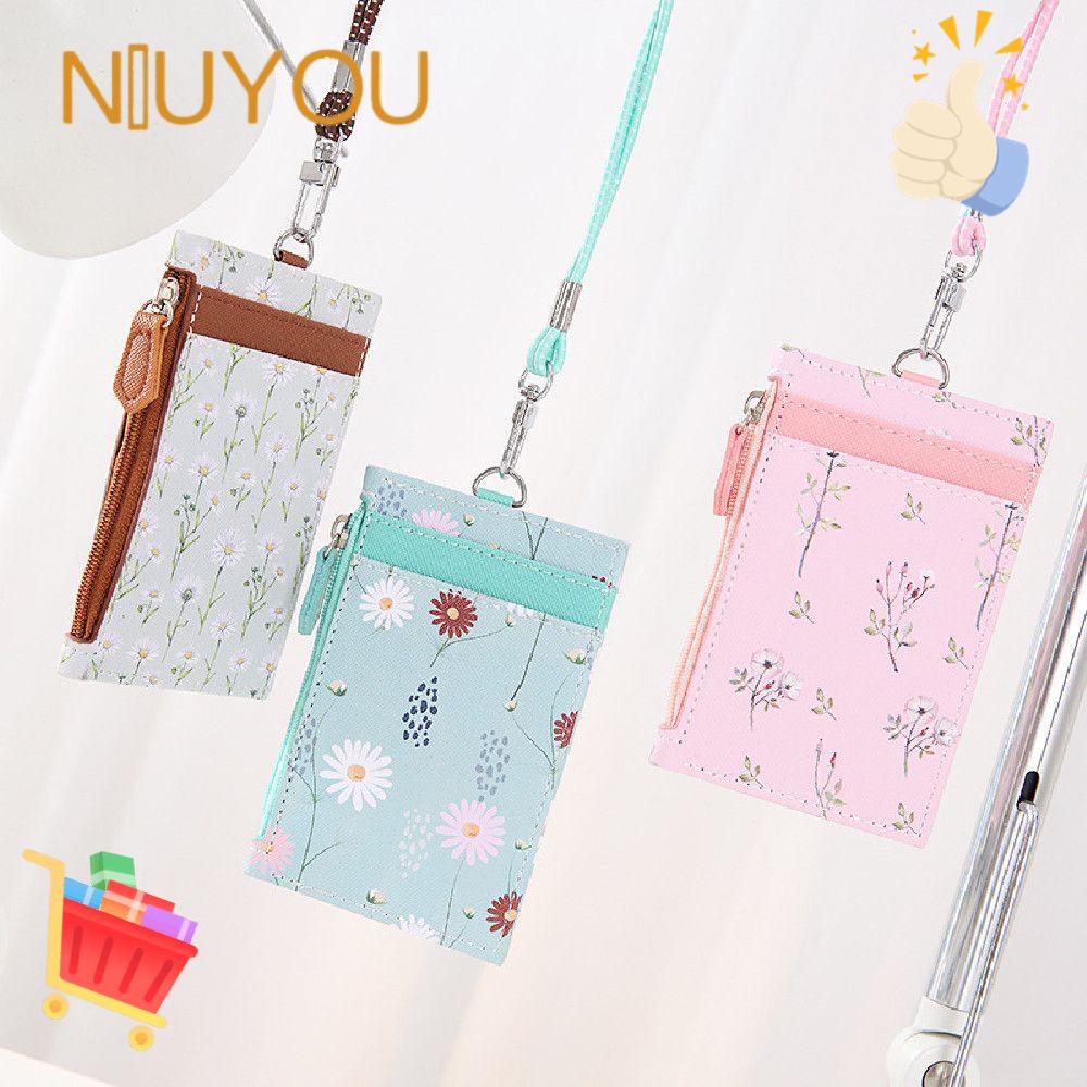 NIUYOU Ví Đựng Thẻ Đa Năng Họa Tiết Hoa Xinh Xắn Thời Trang