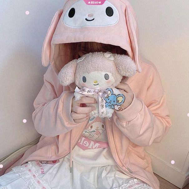 Sanrio Kuromi Cinnamoroll My Melody Áo Khoác Sweater Có Mũ Trùm Đầu Phong Cách Lolita Mỏng Giữ Ấm Mùa Xuân Thu Cho Nữ