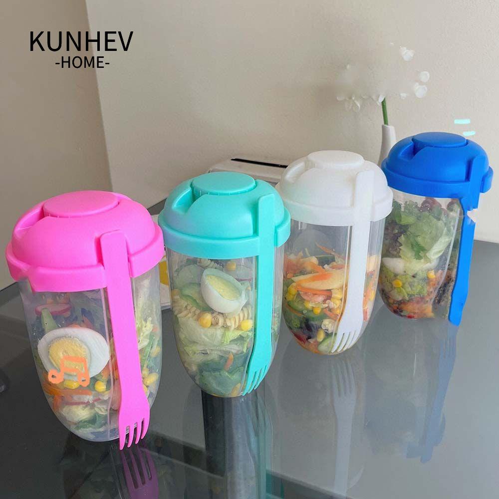 KUNHEV Bình Đựng Thức Ăn Kèm Nĩa &amp; Cốc Đựng Nước Sốt
