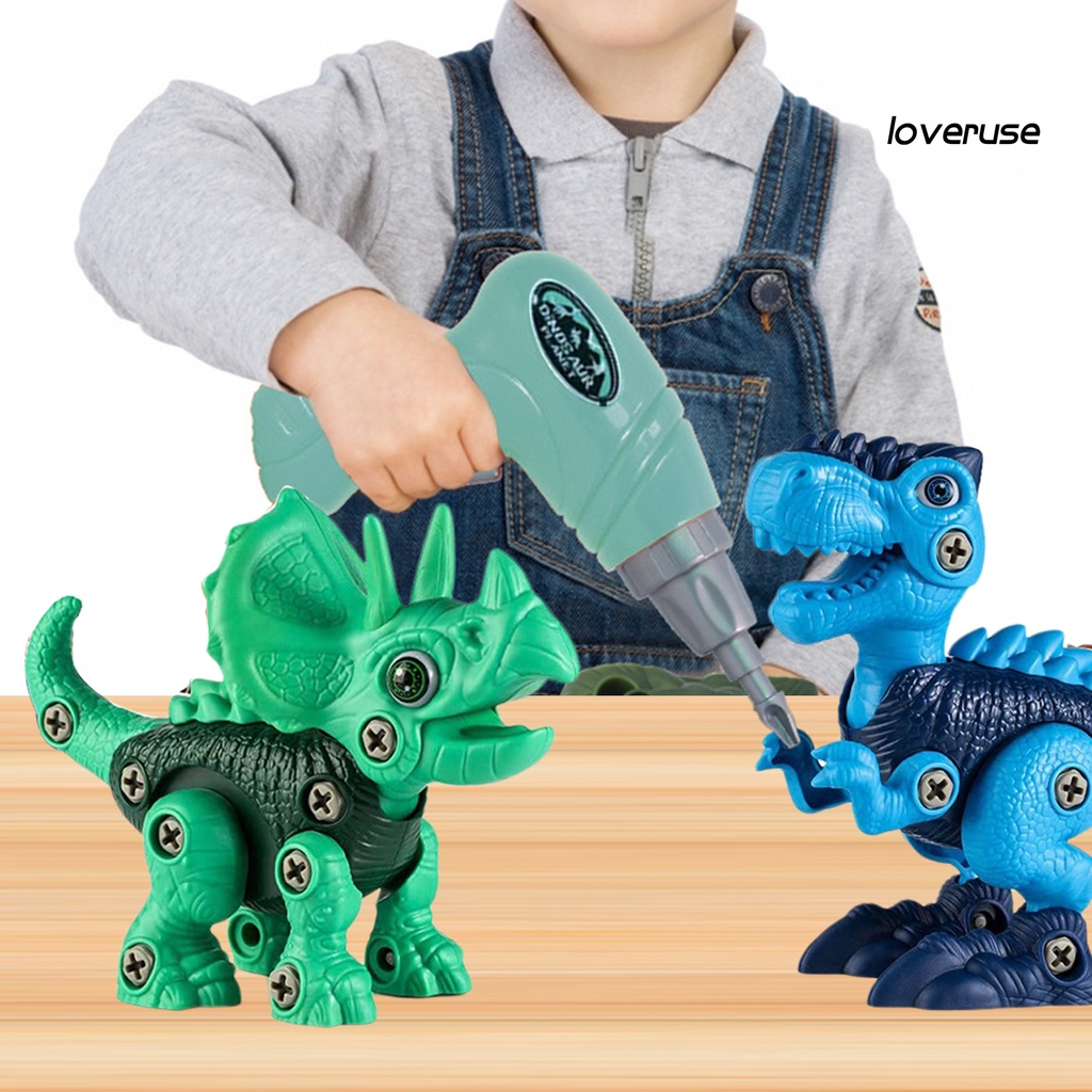 1 Bộ Đồ Chơi Lắp Ráp Mô Hình Khủng Long Hoạt Hình Đáng Yêu Kèm Đai Ốc