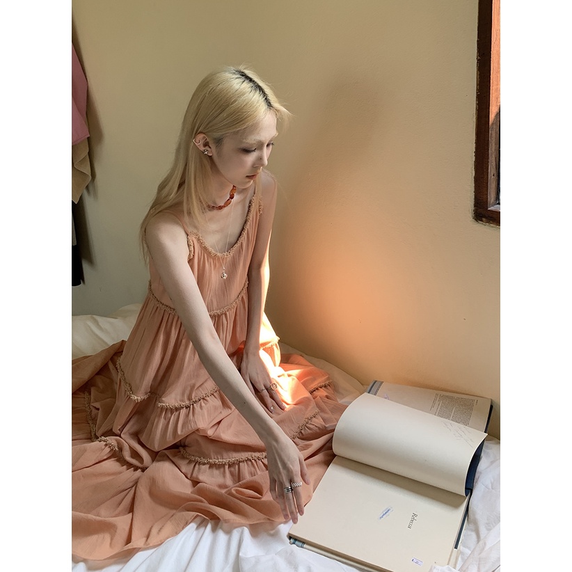 [Đầm Ngắn] Đầm Hai Dây Dáng Ôm Thiết Kế Tầng Xếp Tầng Phong Cách Pháp Thời Trang Mùa Hè 2023