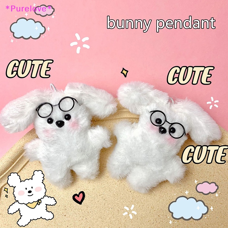 Búp Bê Thỏ Nhồi Bông Mềm Mại Đeo Kính Có Thể Tháo Rời Trang Trí Xe Hơi / Móc Khóa Sáng Tạo Mới