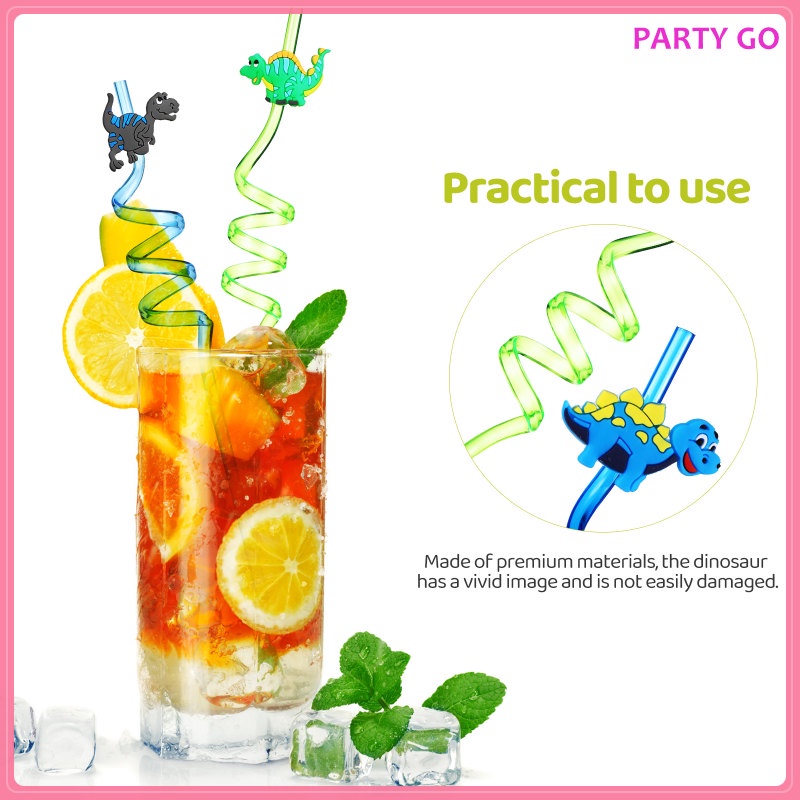 Bộ 8 Ống Hút Hình Khủng Long Hoạt Hình