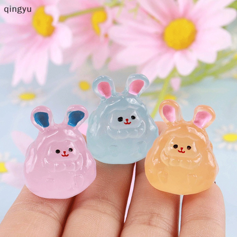 Bộ 2 Tượng Thỏ Hoạt Hình Mini Phát Sáng Trang Trí Tiểu Cảnh