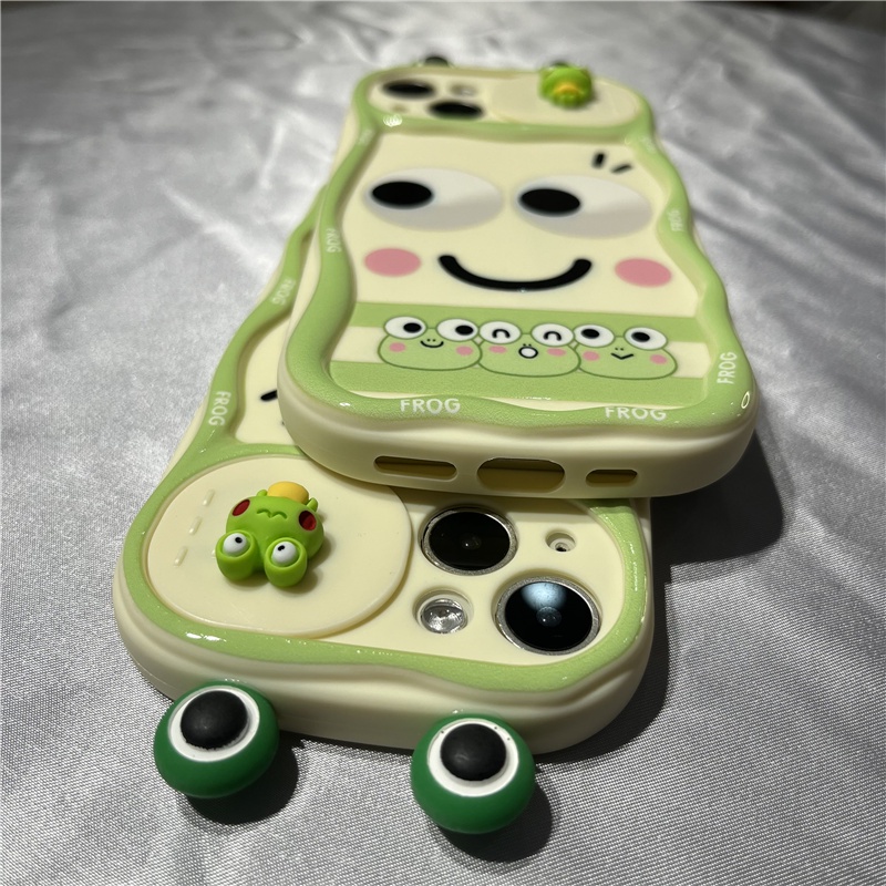 Ốp Điện Thoại Silicone Hoạ tiết hoạt hình 3D ếch mắt to Cho iPhone 12 13 14 15 Pro Max