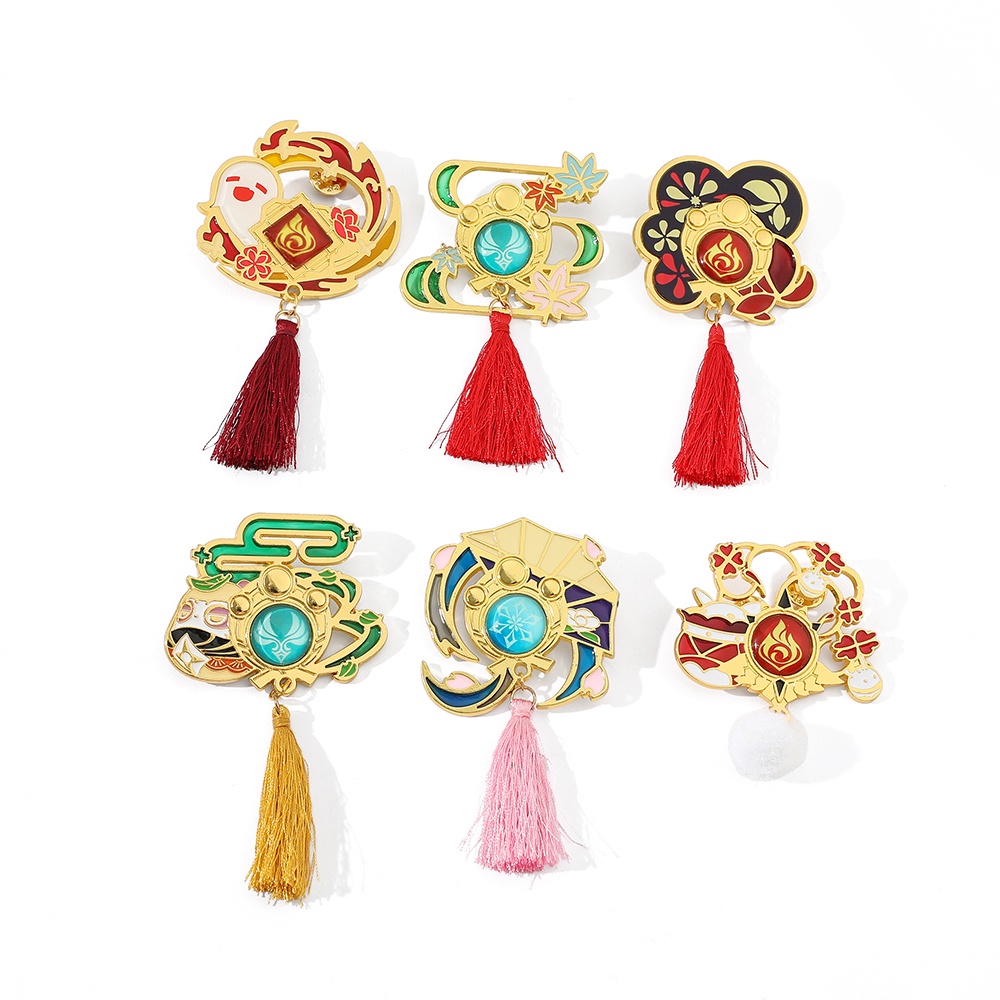 Ghim Cài Áo Bằng Kim Loại Tráng Men Hình Genshin Va Chạm Xiao Kaedehara Kazuha Venti