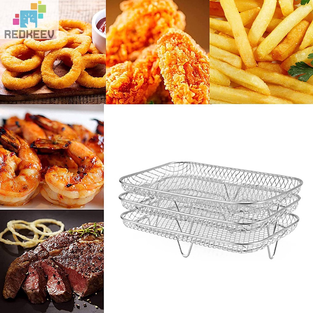 Giá Đỡ Nồi Chiên / Nướng Bánh / Rau Củ 3 Tầng Có Thể Xếp Chồng Lên