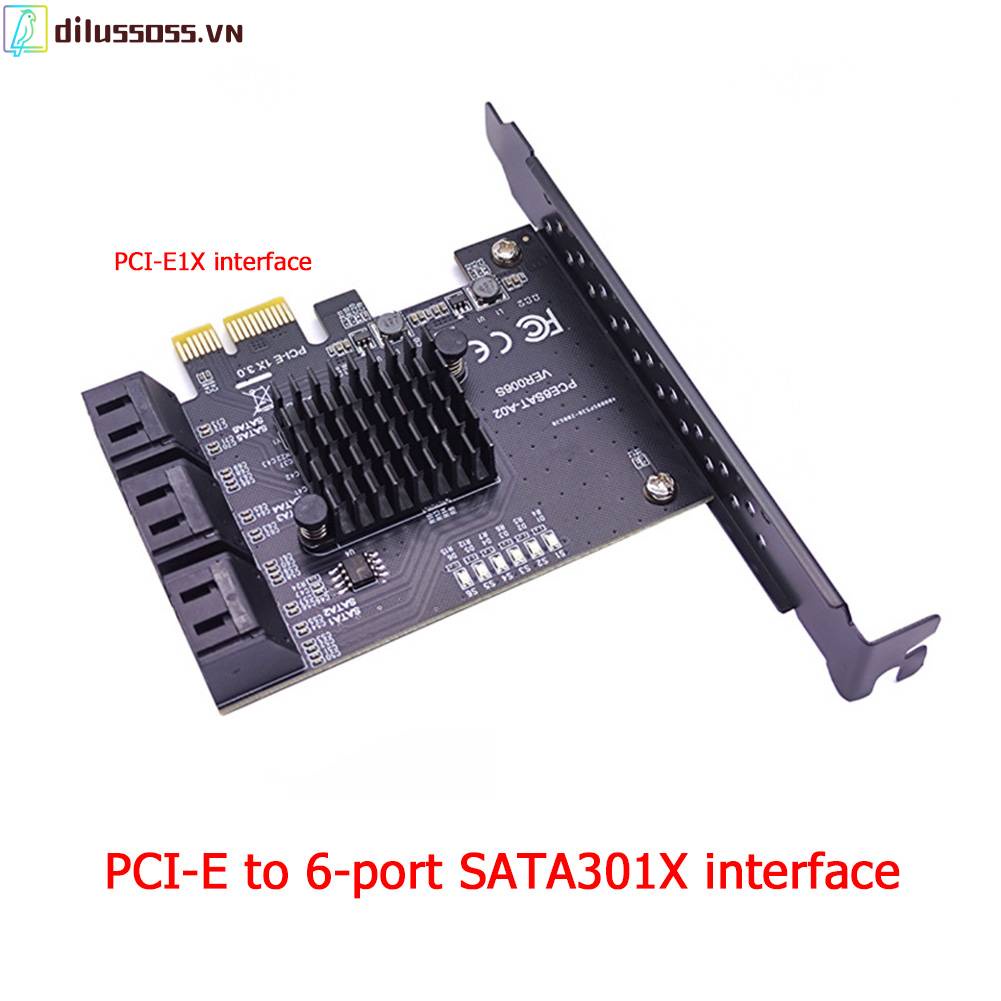 Card 6 Cổng SATA III PCIe 6Gbps SATA 3.0 Sang PCIe 1X Kèm Giá Đỡ