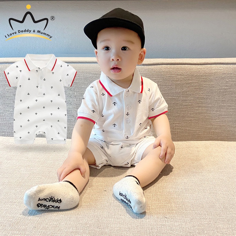 Bộ Áo Liền Quần Cotton Tay Ngắn Thời Trang Mùa Hè Phong Cách Hàn Quốc Cho Bé Sơ Sinh