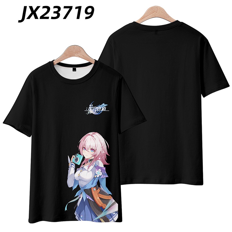 Áo Thun Tay Ngắn In Họa Tiết Anime Star Rail March 7th Phong Cách Harajuku 3D Plus Size Cho Nam Và Nữ