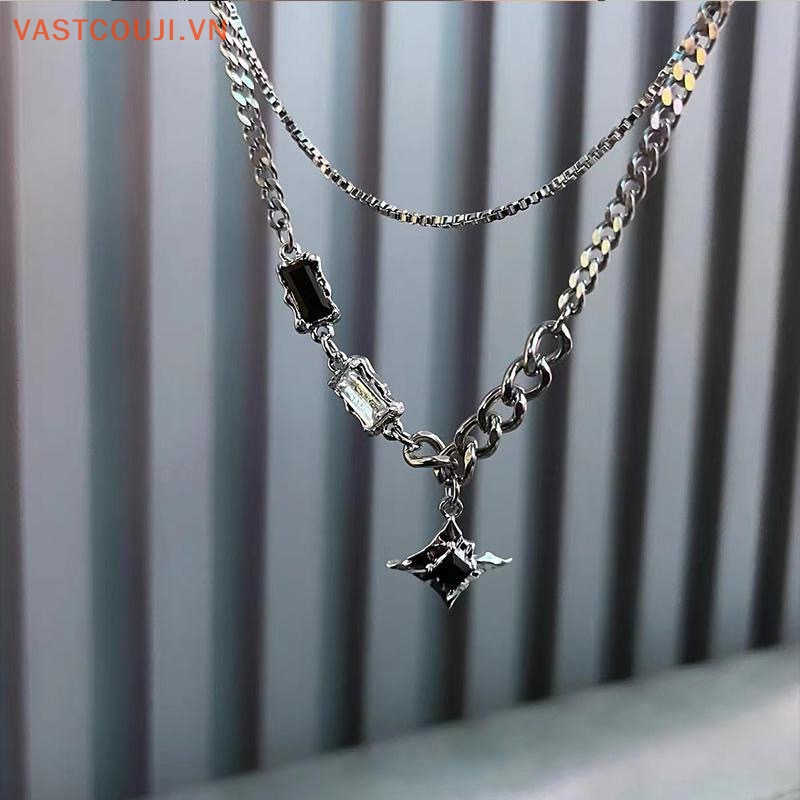 Vòng cổ Hai Lớp Mặt Hình Ngôi Sao Phong Cách Vintage Thời Trang Dành Cho Nam Nữ Y2K