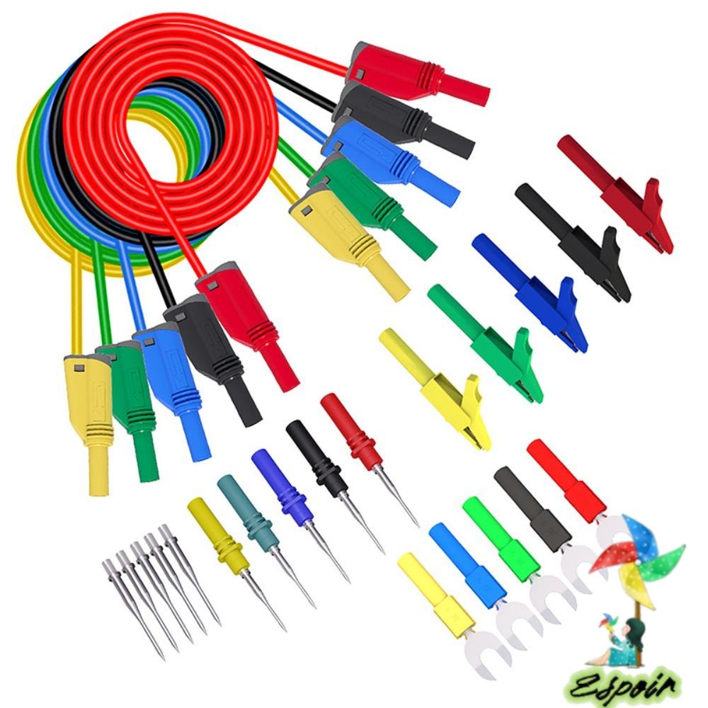 ESPO Set 25 Đầu Dò Thử Điện Kiểu Chữ U Phích Cắm Bắp Chuối Bằng Silicone Mạ Thiếc 4mm Dài 1M