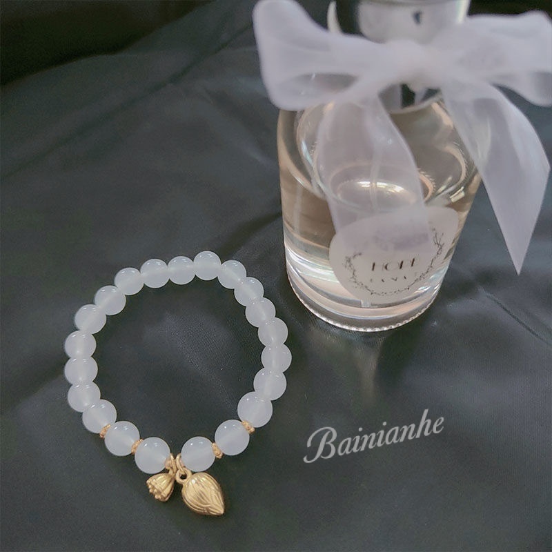 Vòng Tay Hạt Ngọc Bích Không Phai Hình Hoa Sen Hoa Sen Mới Cho Nữ