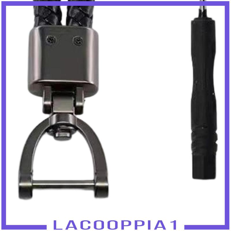 Móc Khóa Da PU Hình Chữ D Màu Đen Dành Cho Nam Nữ