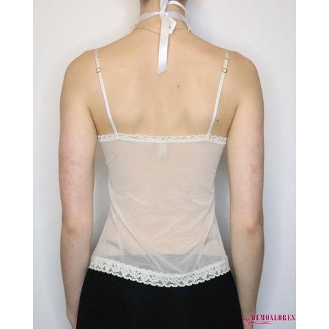 Áo Croptop Hai Dây Phối Ren Xuyên Thấu Thời Trang Mùa Hè Quyến Rũ Cho Nữ