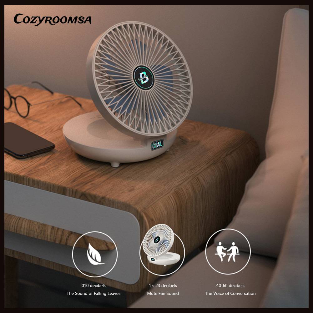 Quạt Gắn Tường 1200mAh / USB Yên Tĩnh Có Thể Sạc Lại Cho Nhà Ở / Văn Phòng
