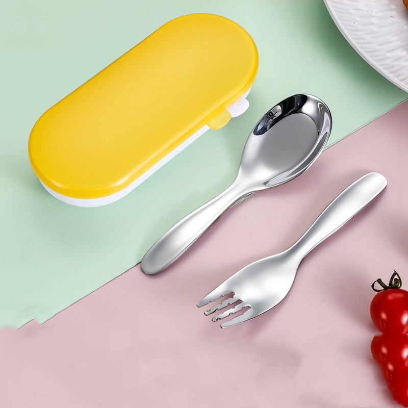 Bộ Muỗng Nĩa Bằng Thép Không Gỉ 316 Thiết Kế Dễ Thương Cho Bé