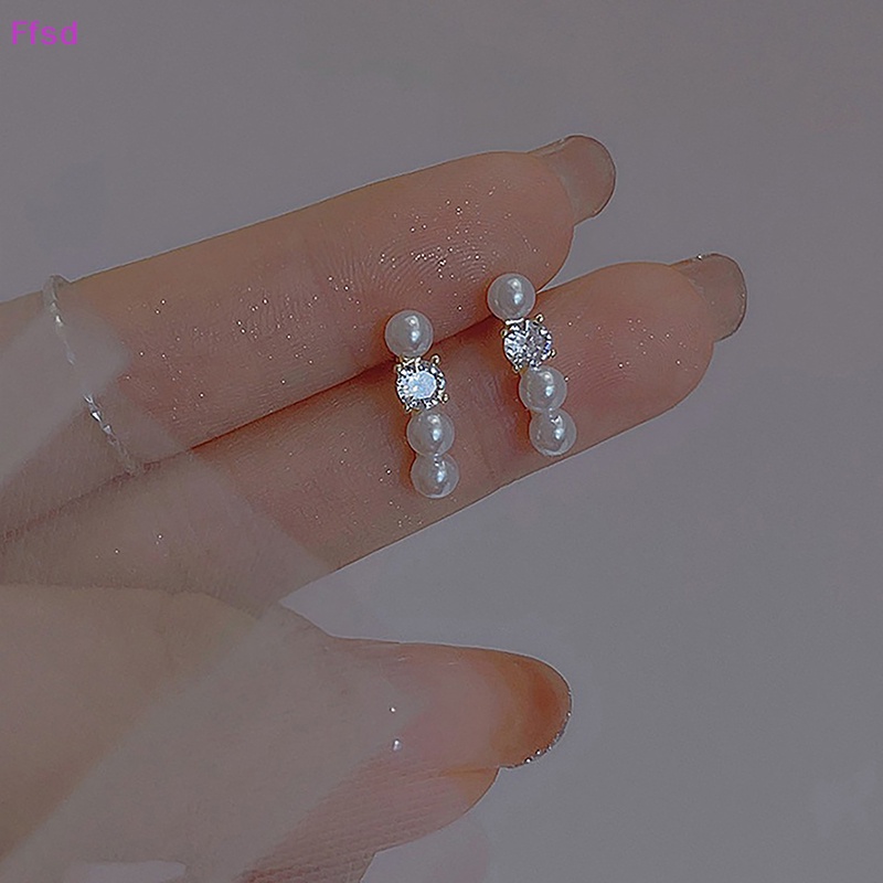 1 Đôi Bông Tai Ngọc Trai Zircon Thời Trang Hàn Quốc Cho Nữ