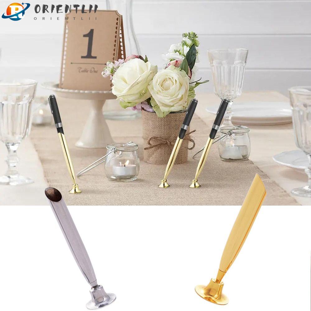 ORIENTLII Giá Đỡ Bút Bằng Kim Loại Màu Vàng / Bạc Có Thể Xoay Được Tiện Dụng