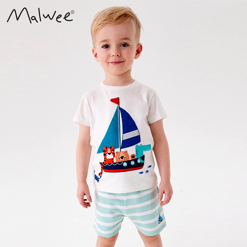 Bộ Áo Thun Cổ Tròn + Quần Dài Phong Cách Âu Mỹ Thời Trang Mùa Hè Hàng Mới Dành Cho Bé Trai / Bé Gái 07