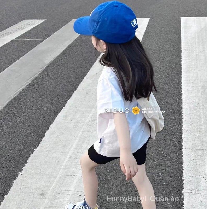 Áo Thun Cotton Trơn Tay Ngắn Phong Cách Hàn Quốc Thời Trang Mùa Hè Mới 2023 Dành Cho Bé Gái