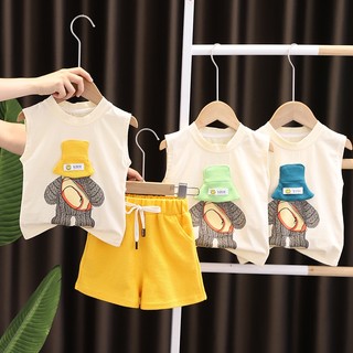 Bộ Áo Thun Ba Lỗ + Quần Short Thời Trang Mùa Hè Phong Cách Hàn Quốc Cho Bé Trai / Gái