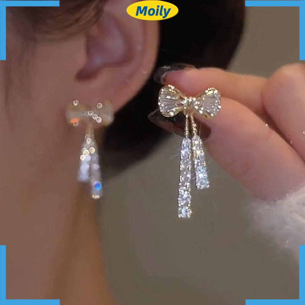 MOILYVN Đôi Bông Tai Hình Nơ Bằng Hợp Kim Thời Trang Sành Điệu Cho Nữ