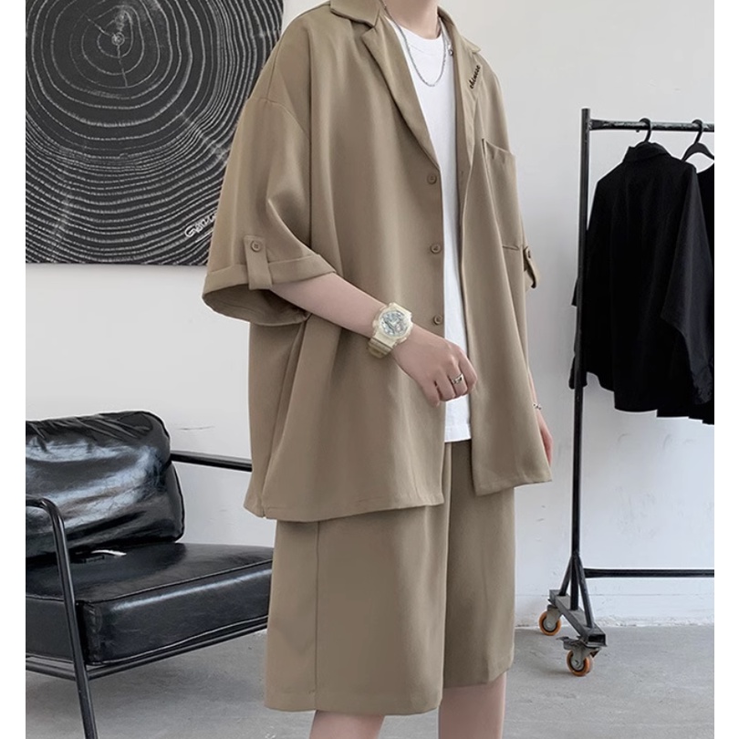 Set Áo Sơ Mi Ngắn Tay Và Quần Short Thời Trang Mùa Hè Cho Nam