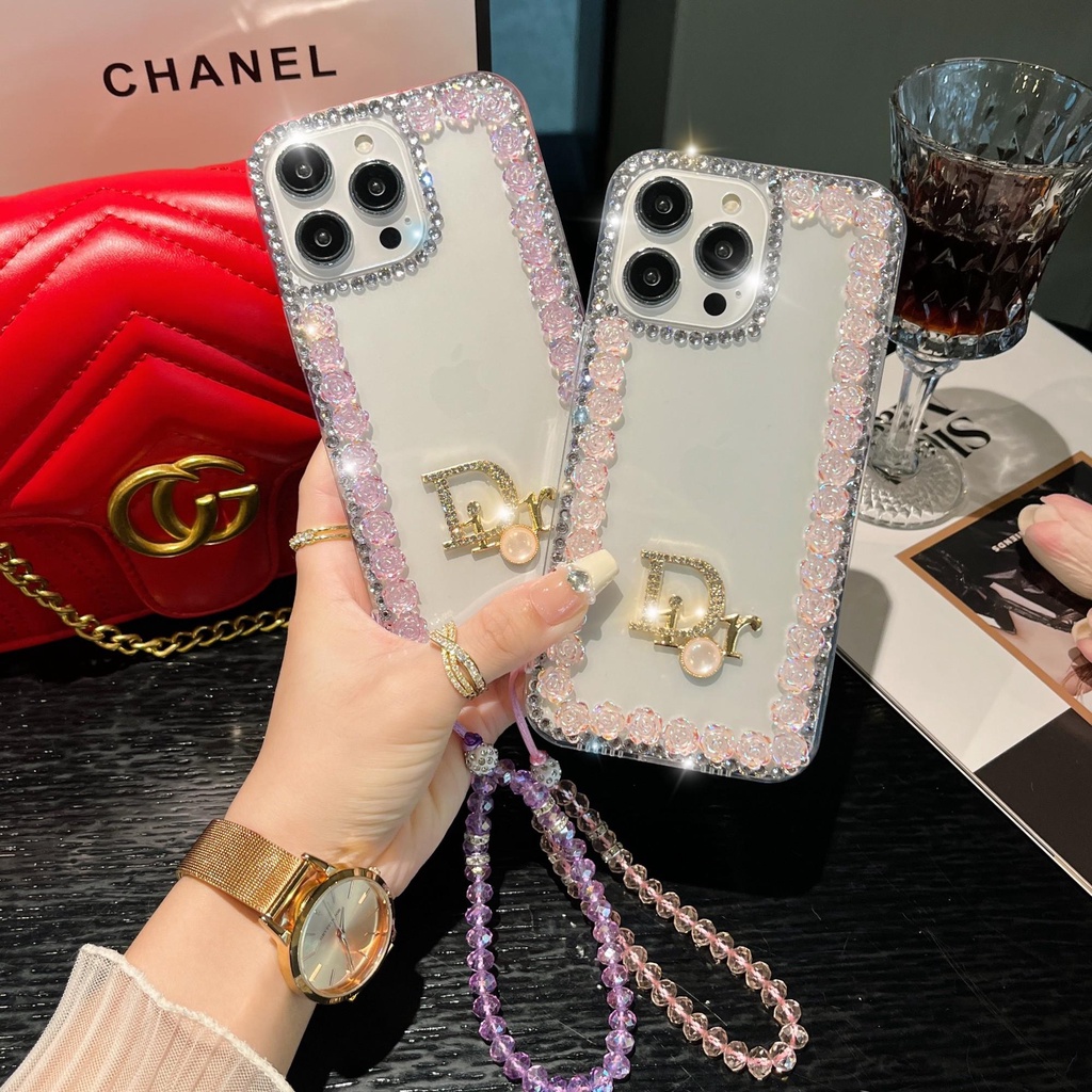 Ốp Điện Thoại Samsung A14 5G A22 5G A14 A34 A54 4G A73 5G A53 A33 A23 A52 A72 5G Hình Hoa Hồng 3D Đính Đá Pha Lê Cho