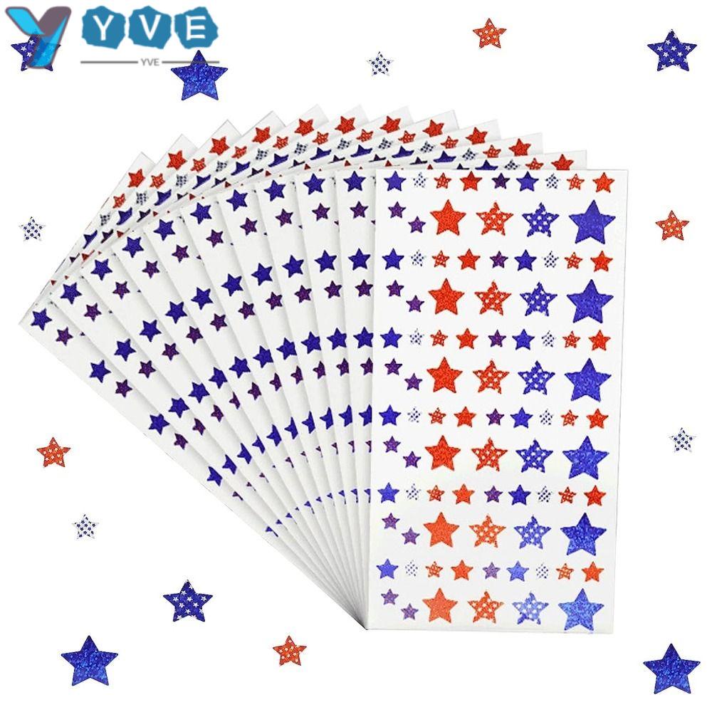 YVE Set 10 Tờ 900 Miếng Dán Trang Trí Hình Ngôi Sao Màu Laser